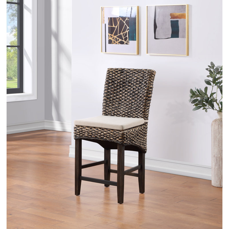 Encinal Upholstered Counter Stool with Solid Wood Frame, Brown