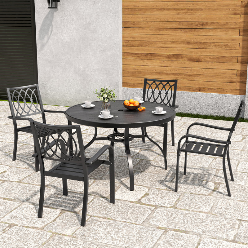 Ensemble repas d'extérieur 5 pièces 5 pièces, Black