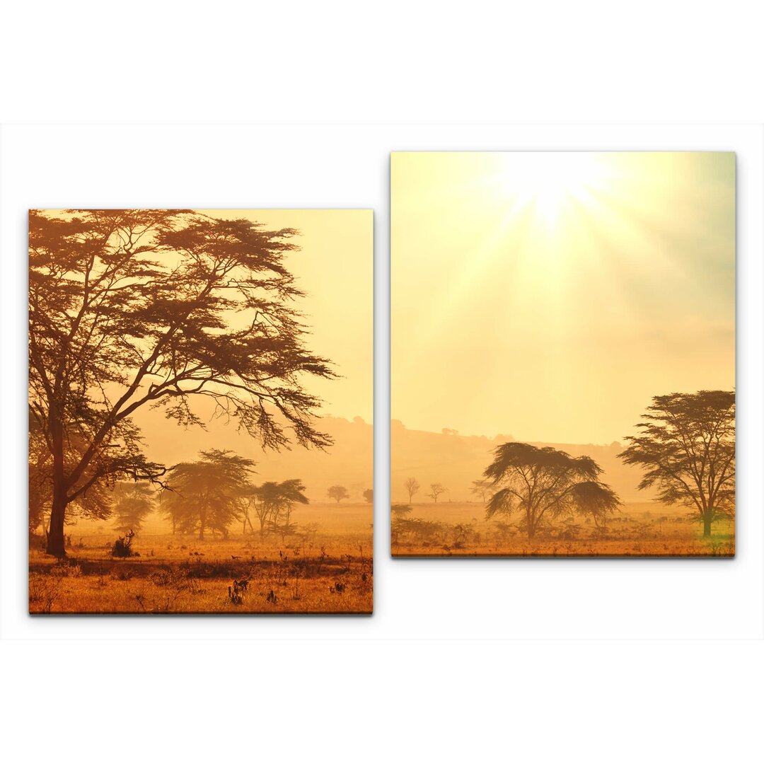 2-tlg. Leinwandbilder-Set Afrika Landschaft