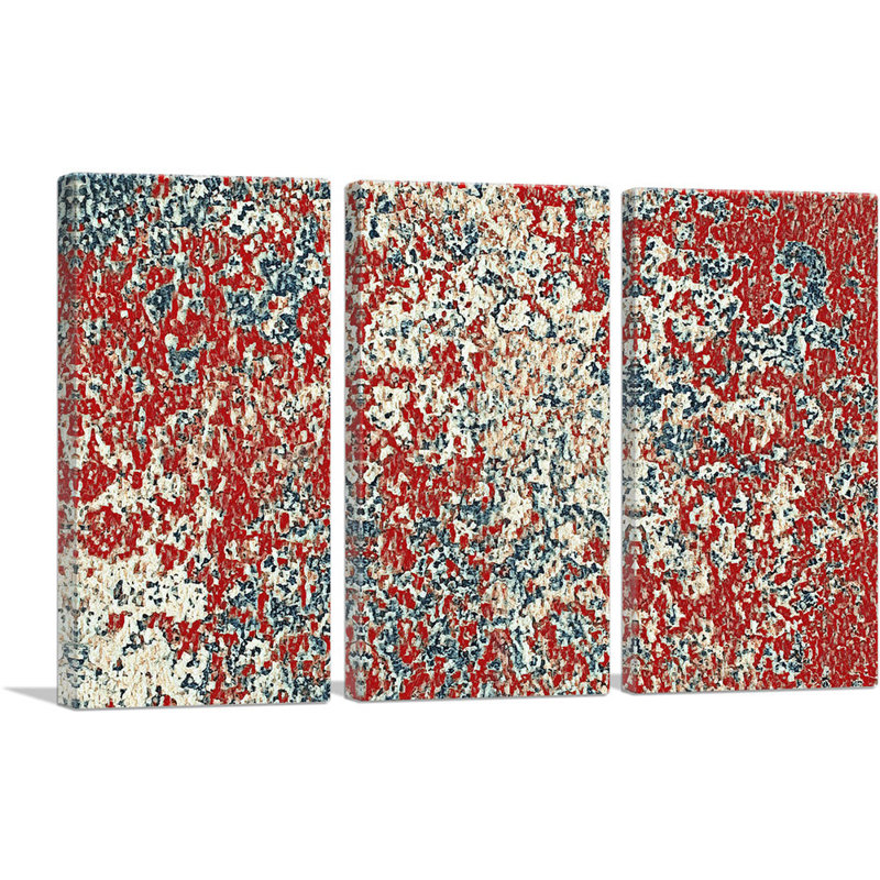 Brun clair, blanc, rouge, gris, éclaboussures modernes, ensemble de 3 reproductions d'art sur toile tendue