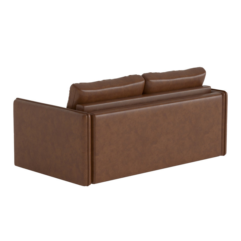 Canapé-lit moderne de 63 po, canapé en cuir ciré à l'huile avec coussins en mousse haute densité (matelas inclus)