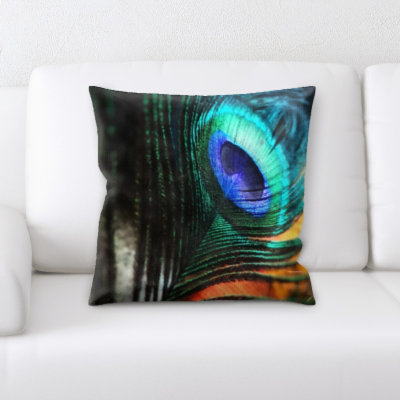 Aegeus Peacock Feathers Throw Pillow