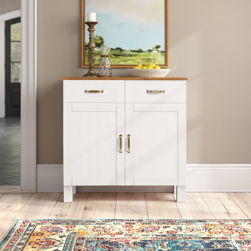 Flintwood 85cm Solid Wood Sideboard, White/Honey