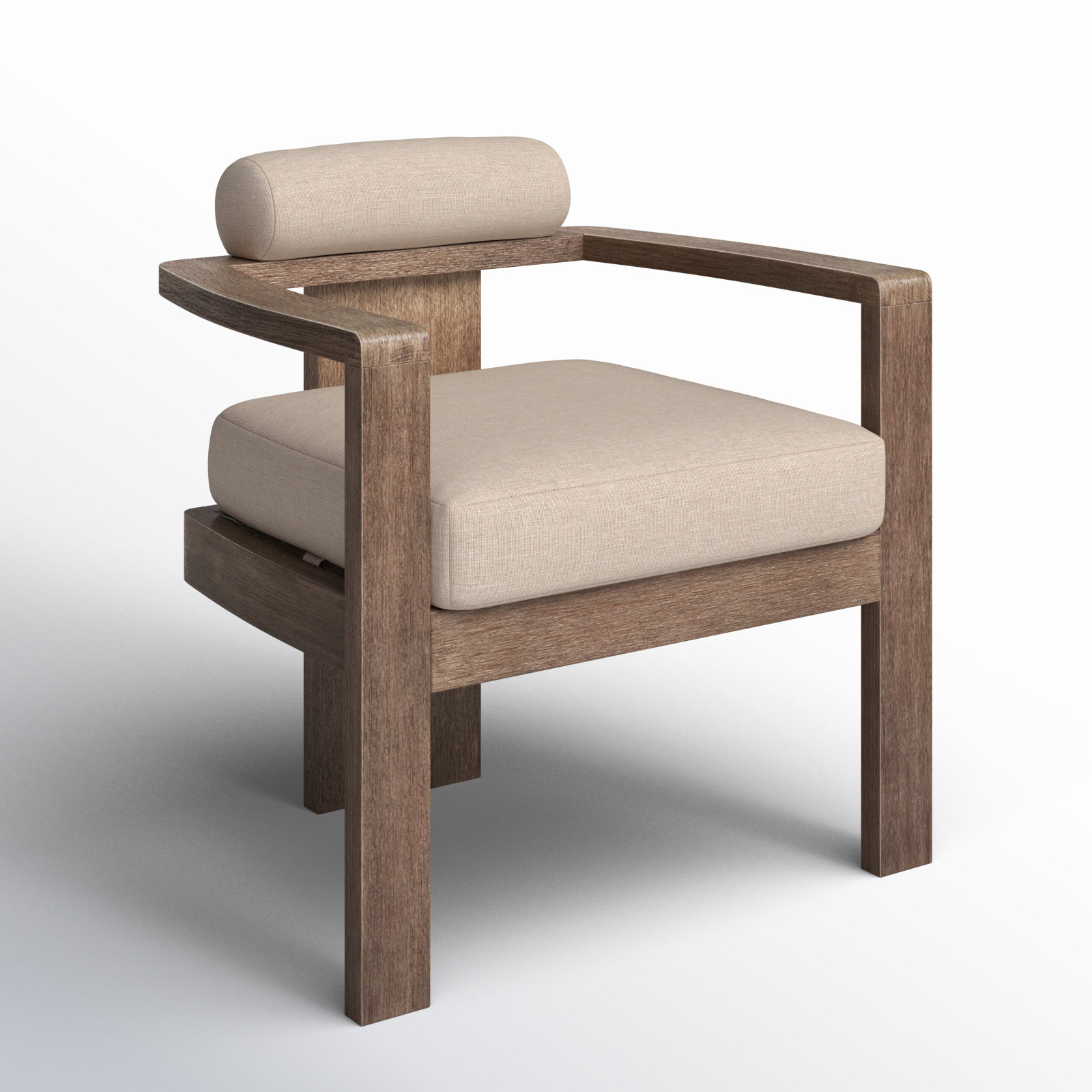 Chaudry Wood Premium All-Weather Wicker Outdoor Dining Armchair with Cushion
