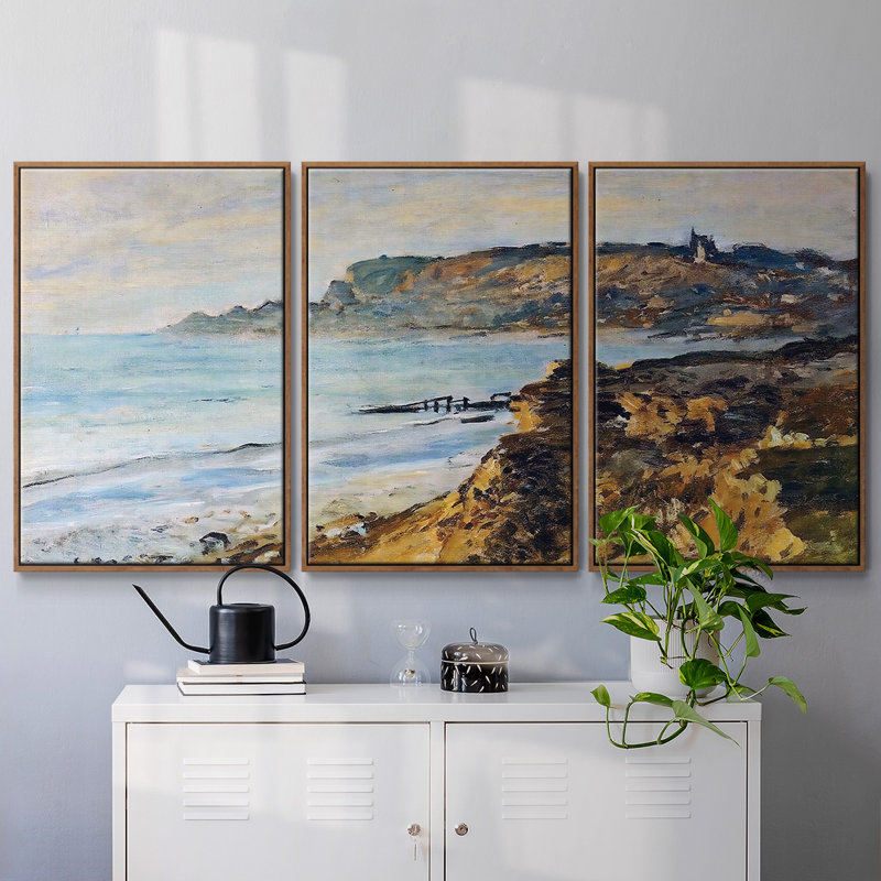 Falaise à Sainte encadrée sur toile 3 pièces, Noyer, H 36 po x l 75 po
