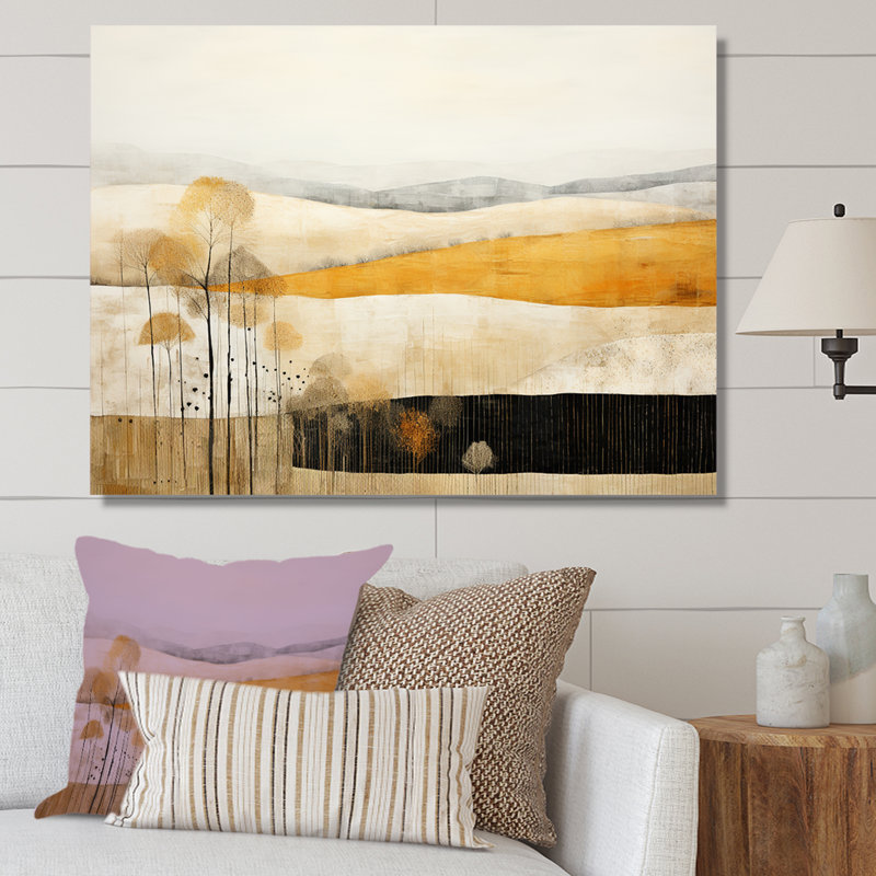 «Bold Mute Tone Countryside Landscape», impression sur toile, H 12 po x l 20 po x P 1 po, Toile tendue