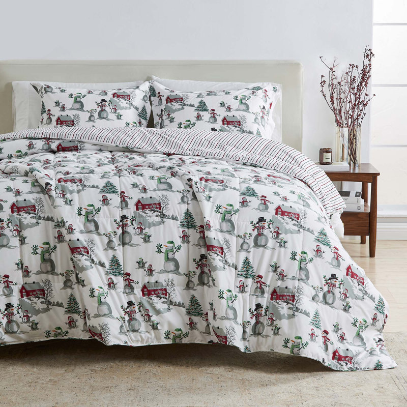 Ensemble d'édredon en duvet synthétique Holiday, Édredon pour très grand lit + 2 taies décorativ, Merveille d'hiver