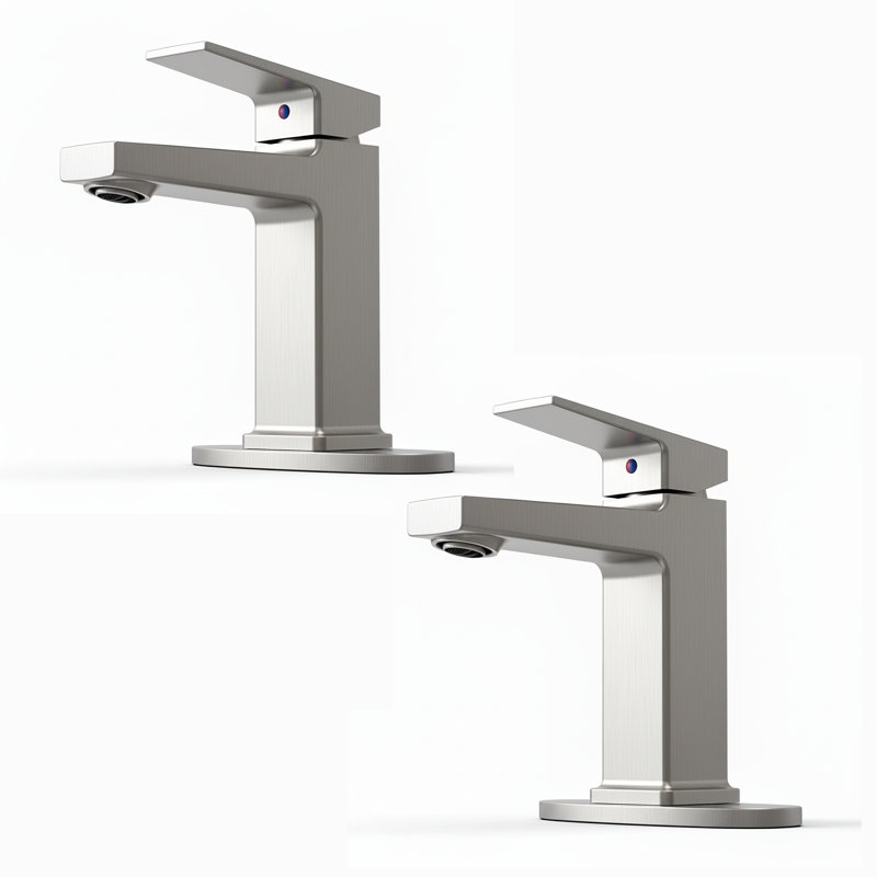 Modern Single Lever Bathroom Vanity Faucet(Set of 2), Brushed Nickel
