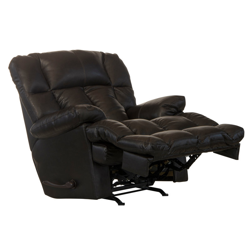 Reem Italian Leather Match Recliner, Chocolate Genuine Leather, Manual