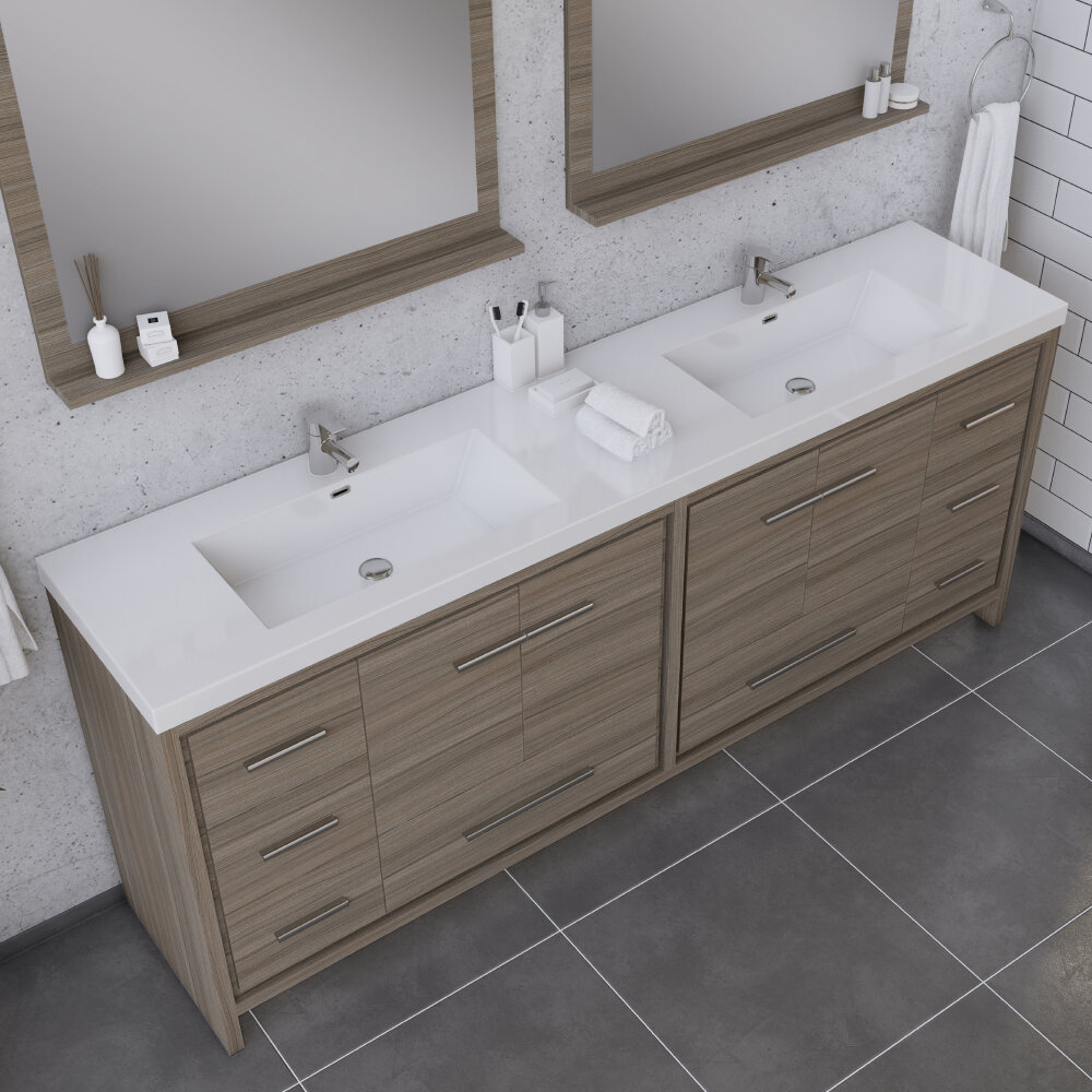 Latitude Run® Feike 83.50'' Double Bathroom Vanity with Solid Surface ...