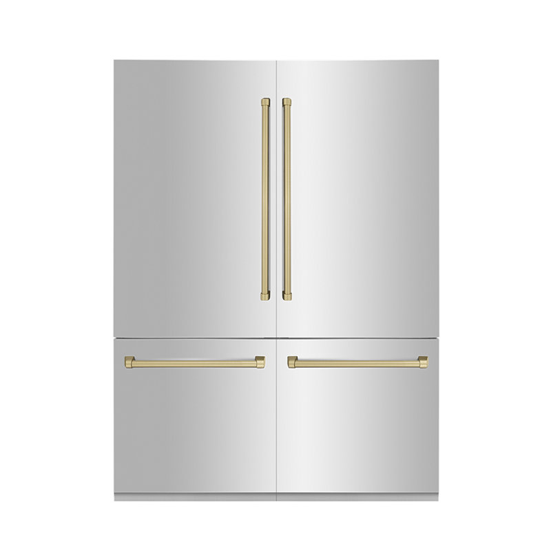 ZLINE 60" Autograph Edition 32.2 cu. ft. Built-in 4-Door French Door Refrigerator, Champagne Bronze, Stainless Steel