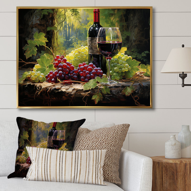 Art mural sur toile Cabernets Calm, H 12 po x l 20 po x P 1 po, Cadre flottant doré