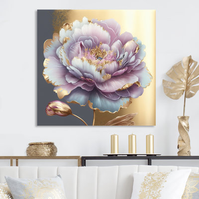 Gold and Purple Hue Single Flower metal Wall Décor