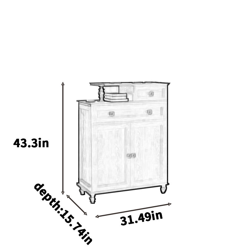 Armoire à chaussures 12 pièces en bois massif American Style
