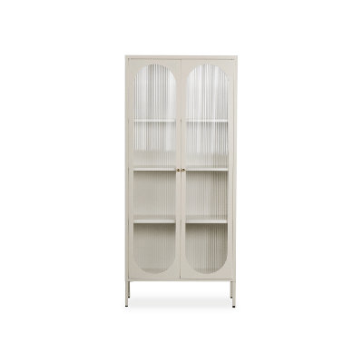 Vitrine d'appoint en verre à 2 arches en acier (crème)