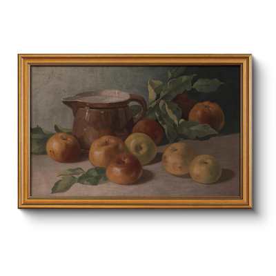 Gold Framed Vintage Wall Art Living Room, Harvest Apples Still Life Oil Painting Artwork Shelf Decor Abstract Wall Pictures Large Prints Farmhouse Fruit Room Decor Bedroom Kitchen Bathroom