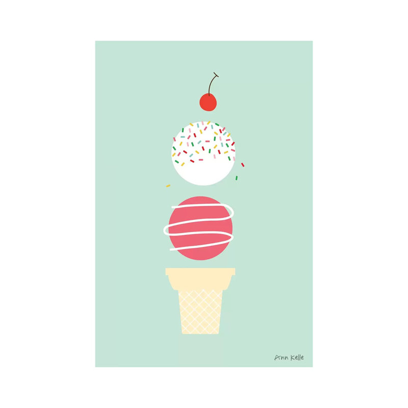 Ice Cream And Cherry I by Ann Kelle - Wrapped Canvas Print, 152.5 cm H x 101.5 cm W