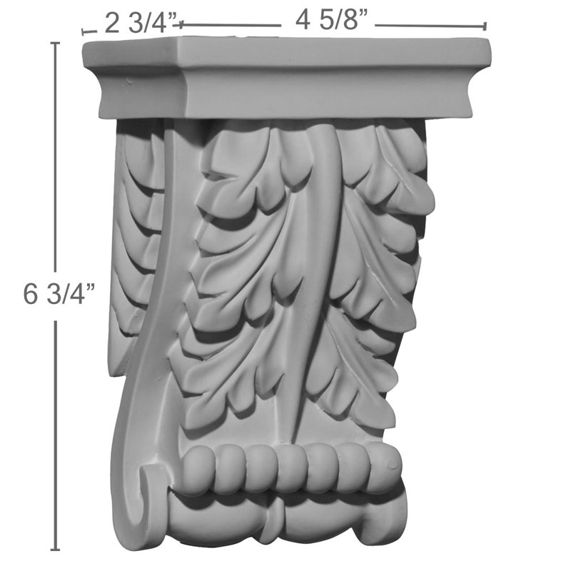 Endurathane Legacy Corbel, 4 5/8"W x 2 3/4"D x 6 3/4"H, Factory Primed