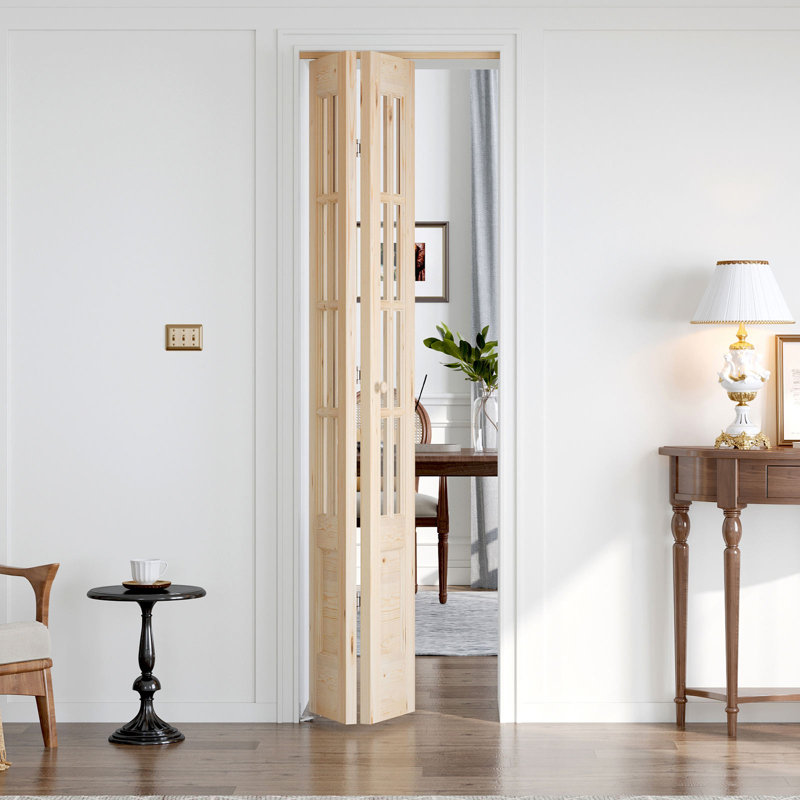 Porte pliante en verre et bois massif 8-Lite avec trousse de quincaillerie d'installation, 2, 24 po x 80 po