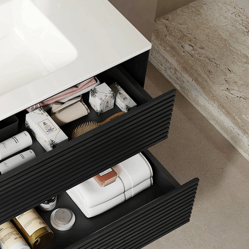 Dessus de meuble-lavabo en marbre, comptoir blanc avec trous de robinet pré-percés, comptoir de salle de bain avec lavabo central rectangulaire encastré et dosseret de 4 po de hauteur, Bianco Carrara Venato