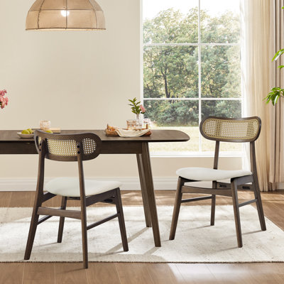 Upholstered Dining Chairs with Rattan Back