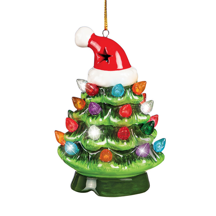 LED Ceramic Christmas Tree with Santa Hat