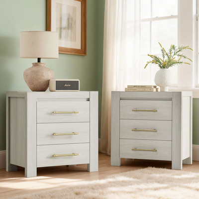 Nightstands With Three Drawers, Set Of 2