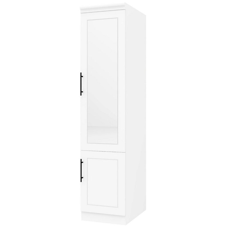 Commode combinée 71 "à deux portes avec miroir en bois blanc
