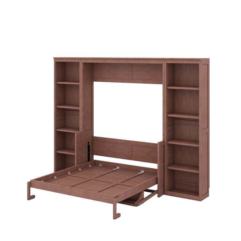 Lit escamotable double avec bureau et bibliothèque, Double