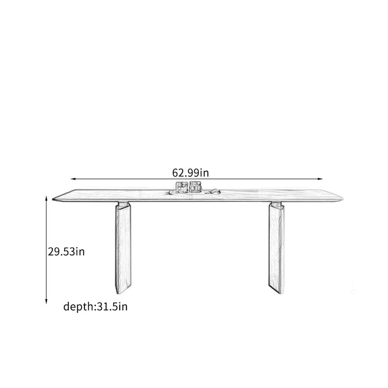 Durable solid wood rock panel small kitchen table., 29.53"H x 62.99"L x 31.5"W