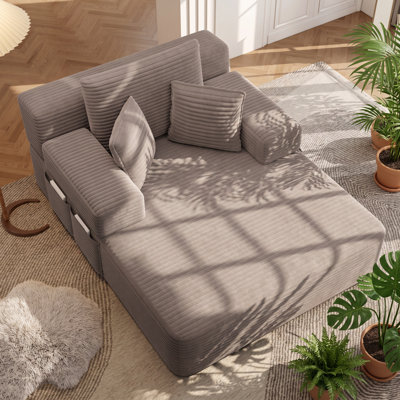 Méridienne convertible en velours côtelé l 60,2 po x P 48,5 po x H 28,4 po Timo Furniture