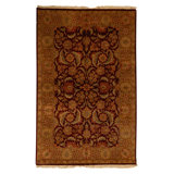 Hand Knotted Wool Oriental Area Rug in Red And Gold