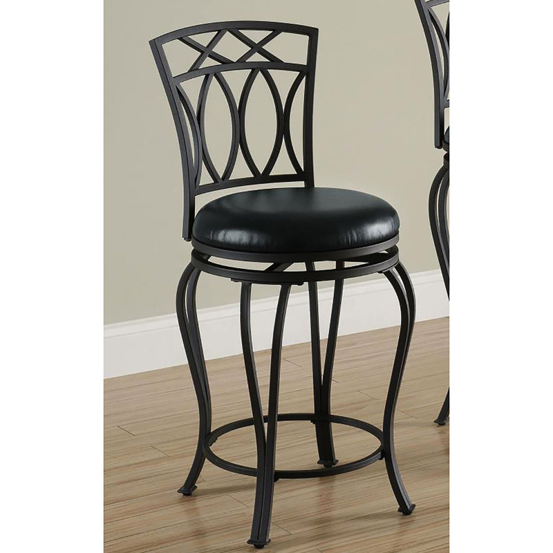 Tabouret noir à hauteur de comptoir avec siège pivotant rembourré - métal et mousse, H 39 po x l 19 po x P 17 po, 24 po de hauteur, 16,75 po de profondeur, pour base de salle à manger, 39 po 19 17 po, 24 16,75 capacité de charge de 200 lb,