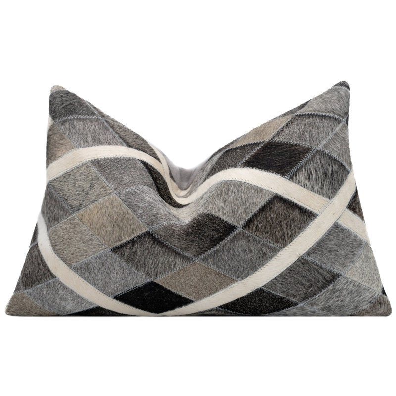 Coussins décoratifs en cuir de vache Canvello, H 16 po x l 24 po, Rectangulaire, 1