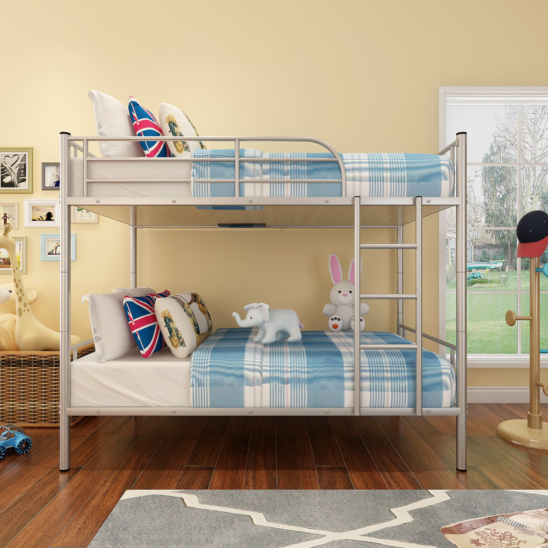 Armoy Kids Twin Over Twin Bunk Bed, Silver