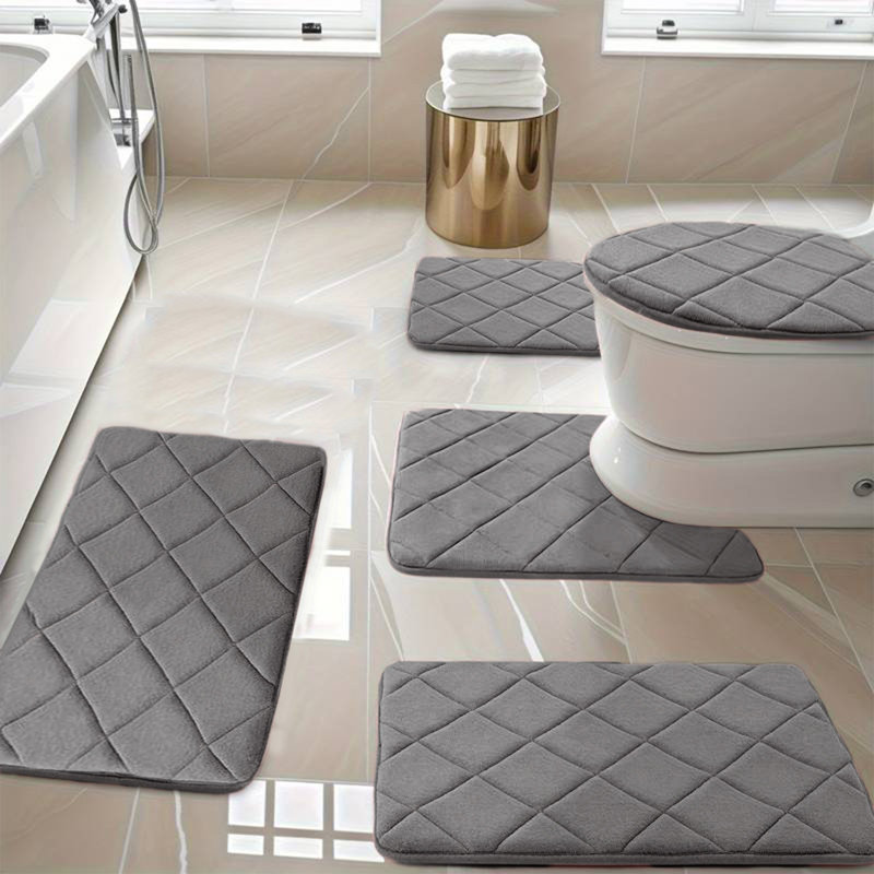 Ensemble de tapis de salle de bain 5 pièces, Gris foncé
