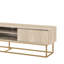Meuble télé moderne avec structure en métal, couleur travertin, 70,9 po x 19,7 po x 15,7 po | 100% panneau de particules enduit de mélamine, épaisseur: 0,7 pouce | Support mural, tablettes multiples, design élégant et fonctionnel