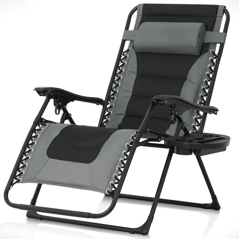 Méridienne rembourrée zéro gravité Premium, fauteuil surdimensionné zéro gravité, fauteuil inclinable zéro gravité, fauteuil de patio inclinable, fauteuil inclinable pliant avec plateau latéral, fauteuil d'extérieur anti-gravité