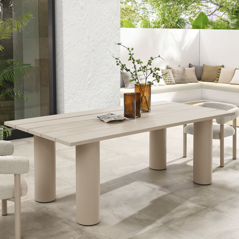 Table de salle à manger d'extérieur en aluminium 87 po Nautica, Taupe