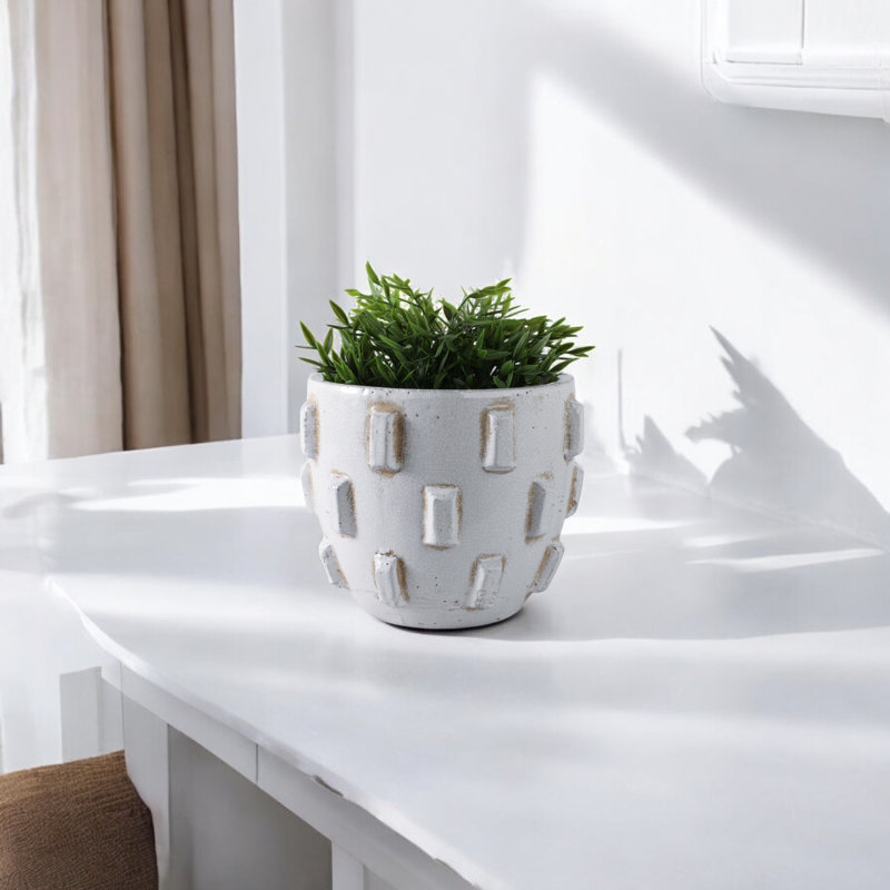 Dakota Fields Sculptural Hobnail Planter, White, 8" H x 9" W x 9" D
