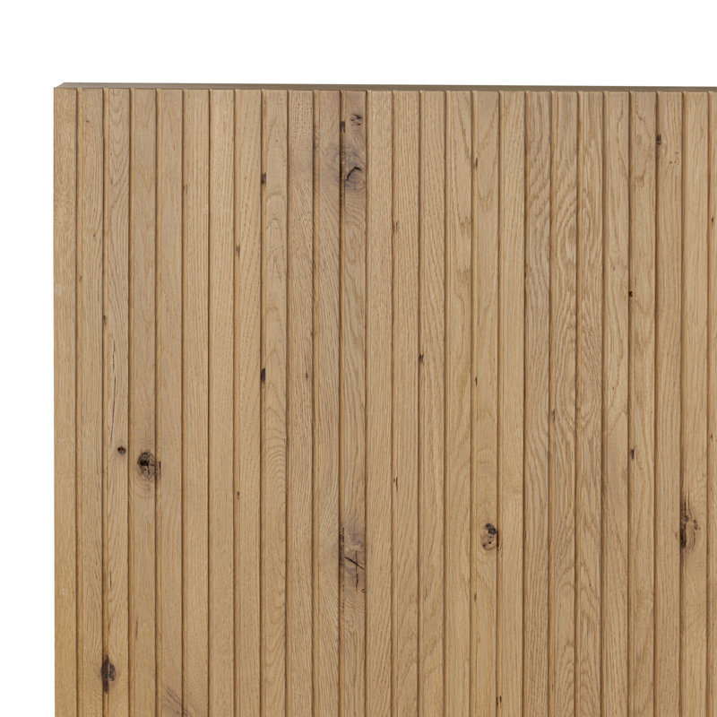 Leo Bed-Smoked Black-Queen, Rustic Light Natural Oak, Queen