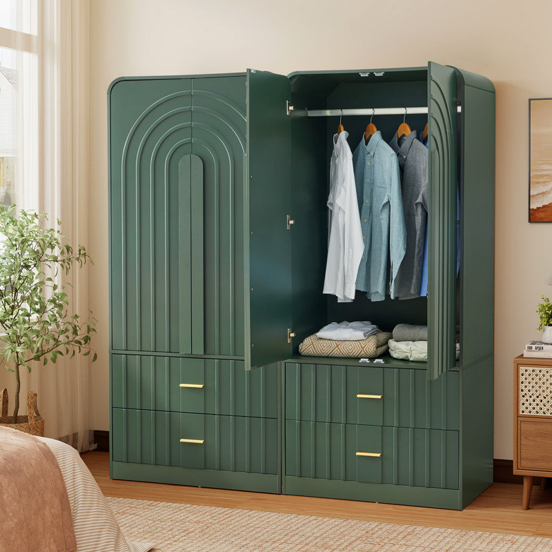Armoire en bois à 2 tiroirs, Vert
