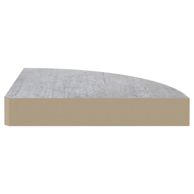 Tablette de coin murale Tablette de coin flottante, Gris béton, H 9,8 po x l 9,8 po x P 1,4 po