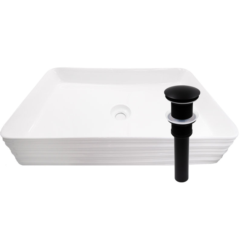 Novatto 26.25'' Porcelain Rectangular Bathroom Sink, Matte Black