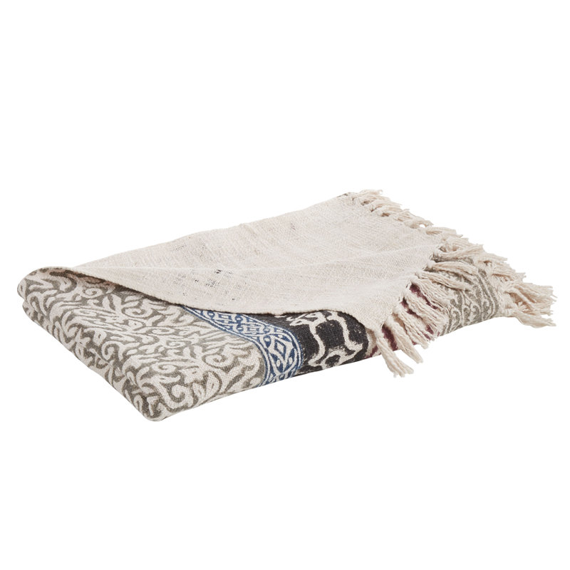 Reversible Multicolor Cotton Block Print Throw Blanket