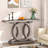 55” Farmhouse Console Table With Geometric Wooden Base, Rustic Entryway Sofa Table