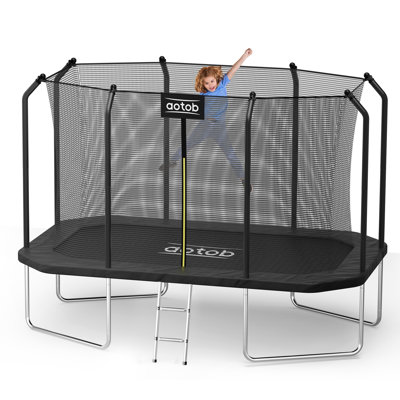 AOTOB 14X8FT Rectangle Trampoline - Perfect Outdoor Trampoline for Kids - Gymnastics Style Tranpoline with Enclosure Net - Supports Up to 440 lbs