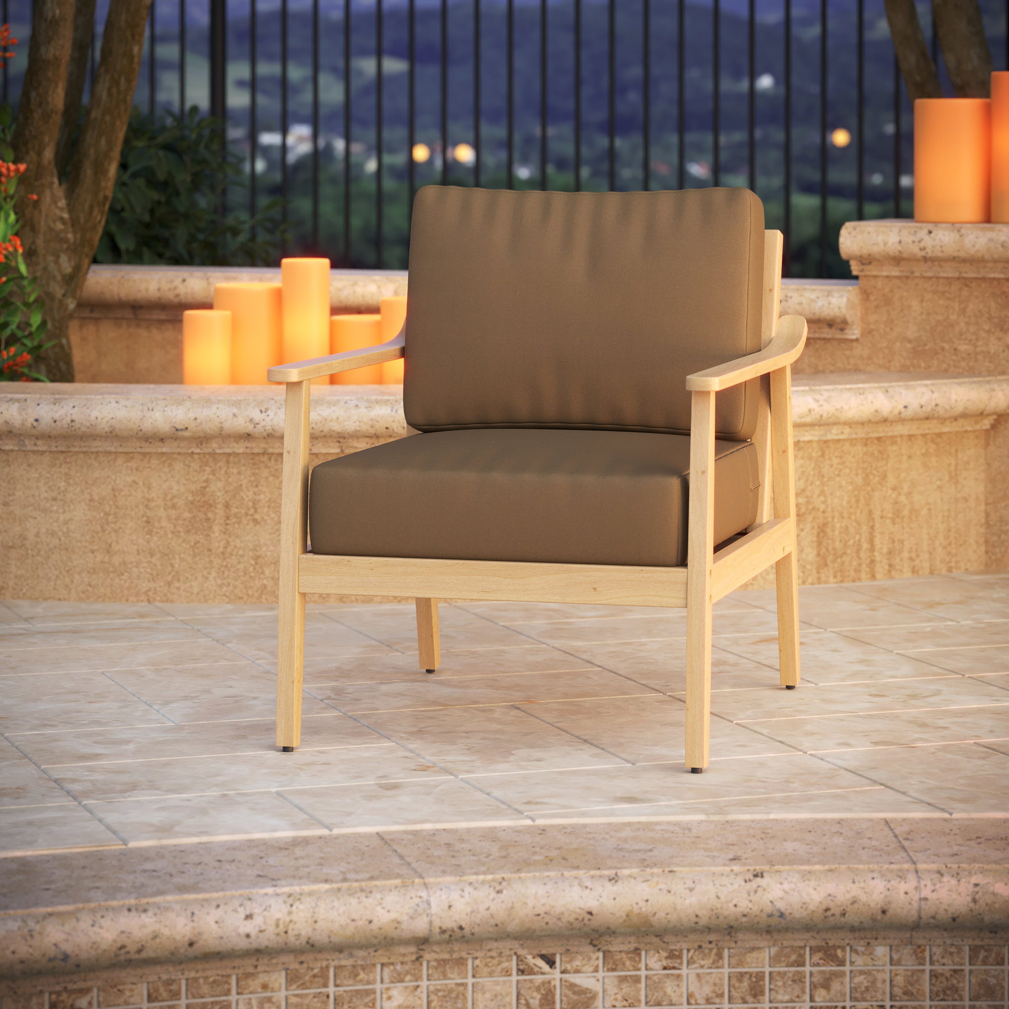 Amala Outdoor Sunbrella® Seat/Back Cushion, Sunbrella® Spectrum Mushroom, 25" W x 25.5" D