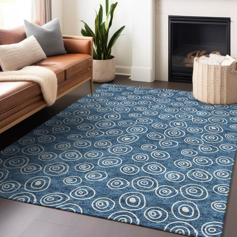 Premium Machine Washable Prisco Blue Rug, Rectangle 8' x 10'