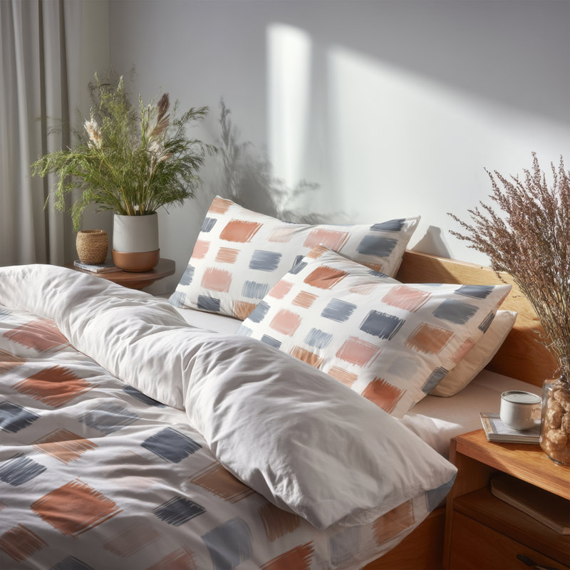 Ensemble de housse de couette Modern Modern Bed Of 3 - Blue Scandinavian, Housse de couette simple et deux taies décorative